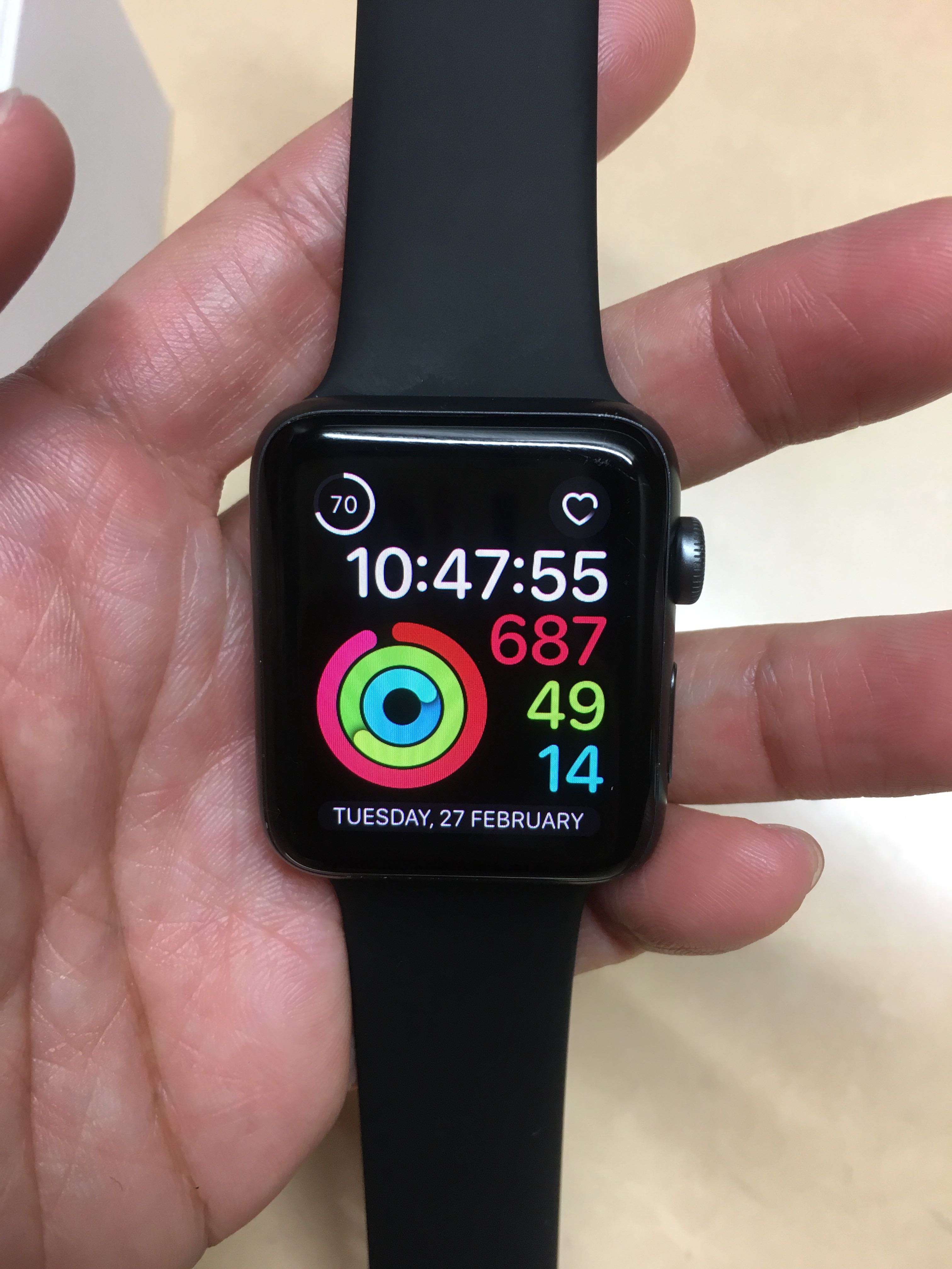Apple Watch Series 3 42mm Space Grey Aluminum Black Sports Band GPS Mobile Phones Gadgets Wearables Smart Watches on Carousell