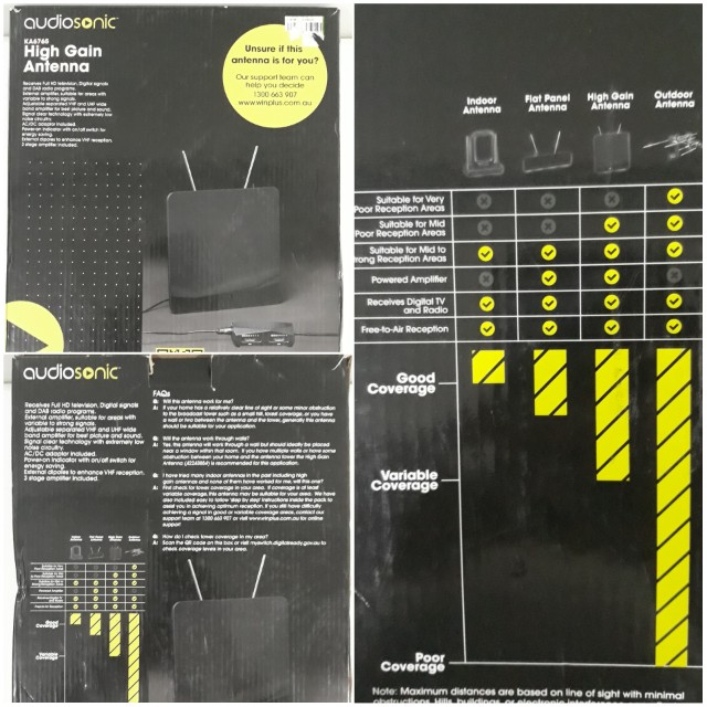 Audiosonic High Gain Indoor Antenna Electronics Tvs Entertainment Systems On Carousell