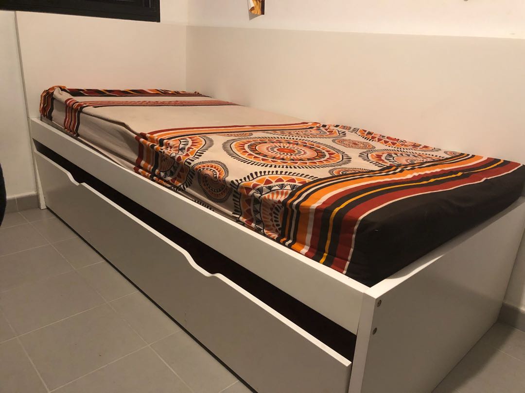 Ikea Bed Frame With Foc Pull Out Frame Furniture Beds Mattresses On Carousell