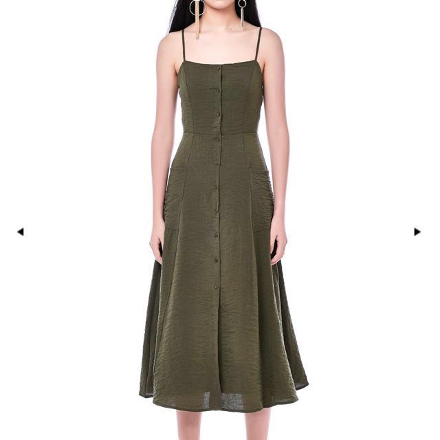 green button dress