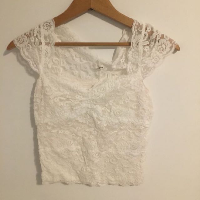 White Garage Lace Crop Top Size Small Worn Once Women S Fashion Clothes On Carousell