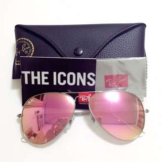 有保固🦁 限量 RAY-BAN RB3025 RB3026 RAYBAN Aviator 美國雷朋代購櫻花粉色反光海邊度假太陽眼鏡墨鏡眼鏡 RB3016 RB2140
