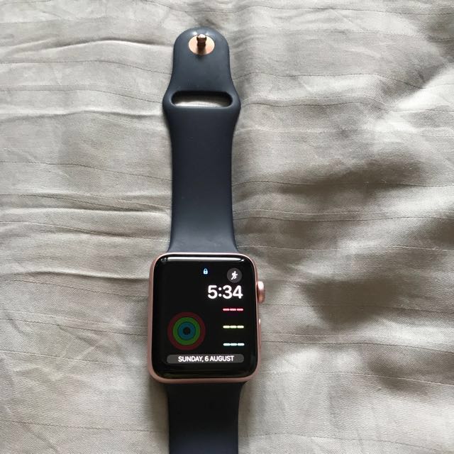 Apple Watch Series 2 42mm Rose Gold Aluminium Case with Midnight Blue Sport Band Mobile Phones Gadgets Wearables Smart Watches on Carousell