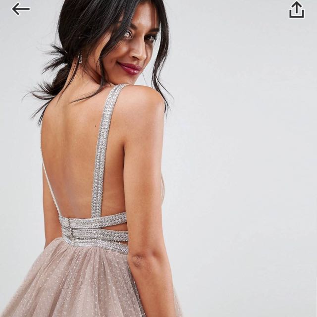 ASOS Tulle Strappy Embellished Mini Skater Dress Women s Fashion Dresses Sets Dresses on Carousell