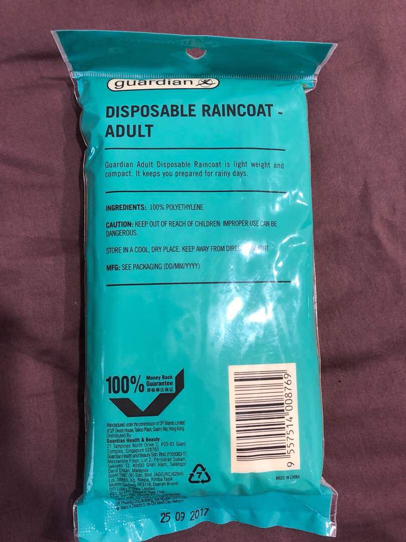 Disposable raincoat deals guardian malaysia