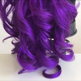 Medium Length Bright Purple Curly Wavy Wig Health Beauty Hair
