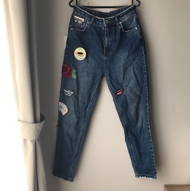 Pull\u0026bear Patchwork Jeans, Fesyen 