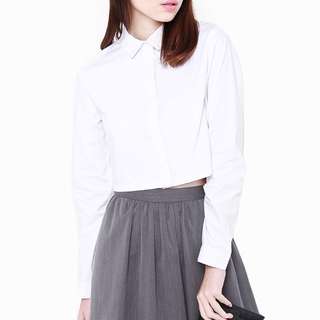BN White Collared Crop Top 