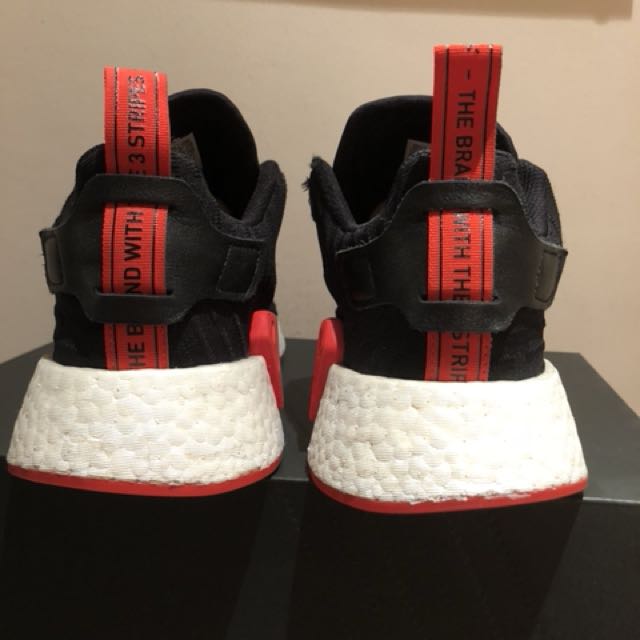Adidas NMD R2 PK Primeknit Black and Red Bred UK8 AUTHENTIC Men s Fashion Footwear Sneakers on Carousell