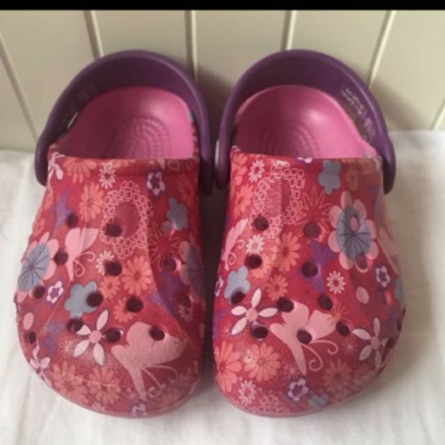 pink floral crocs