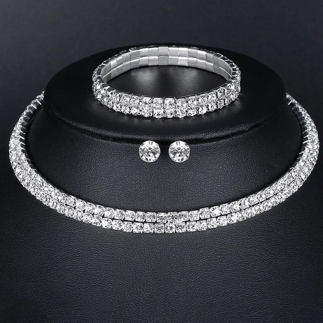 Diamond Bracelet Choker Necklace set nt 
