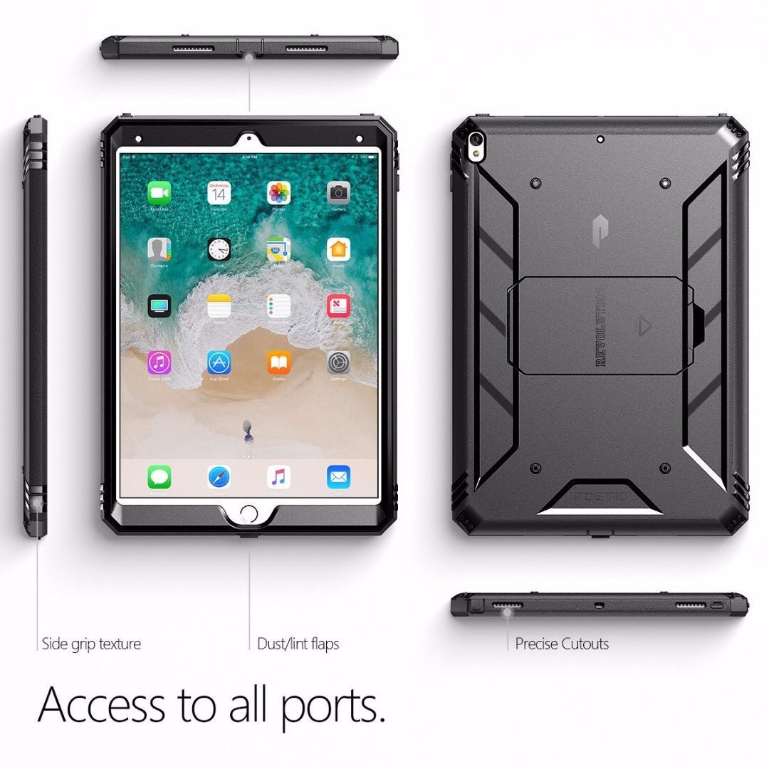 In Stock Poetic Revolution Ipad Pro 10 5 Rugged Case Cover With Hybrid Heavy Duty Protection And Built In Screen Protector And Kickstand For Apple Pro 10 5 Black Mobile Phones Tablets Others On Carousell
