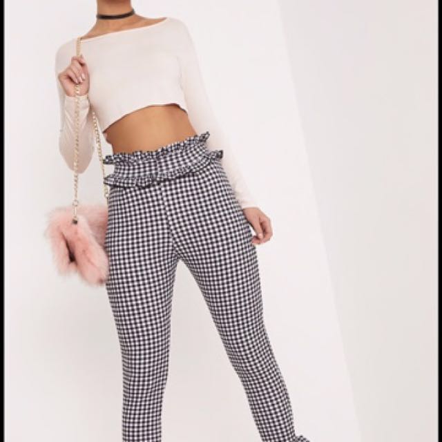 Gingham best sale frill trousers