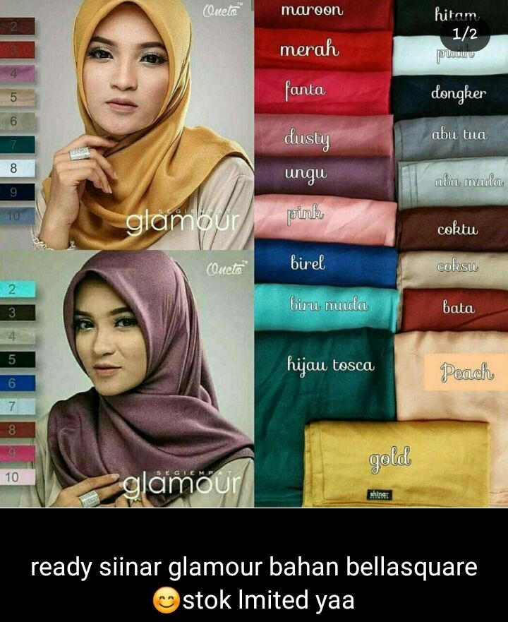 Jual Jilbab Segi Empat Sinar Glamour Kerudung Shinar Shimmer Di