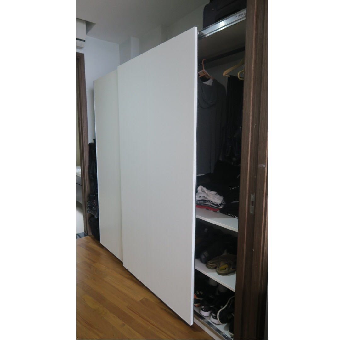 Large Double Wardrobe With Sliding Doors Furniture Shelves