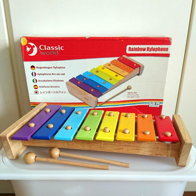 Classic World Wooden Rainbow Xylophone Babies Kids Toys