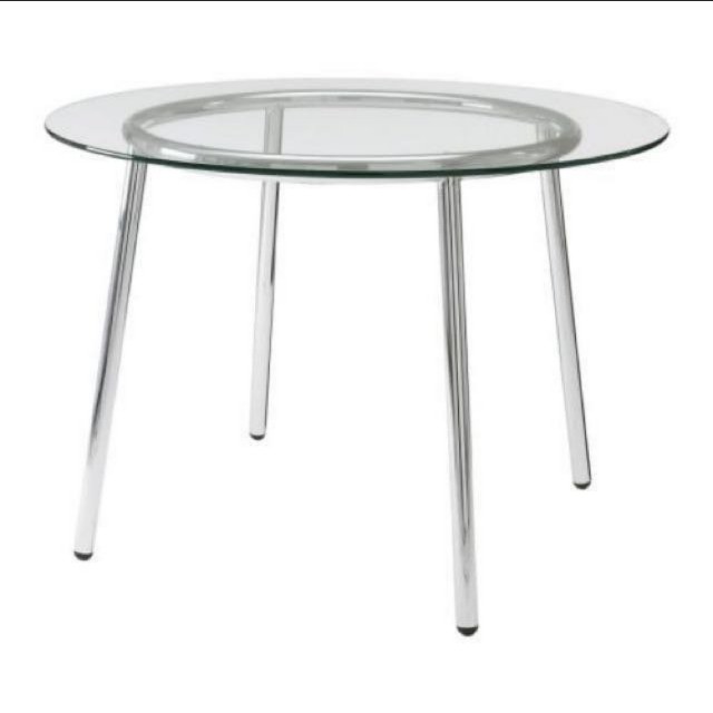 IKEA round glass tableself collect by 19 Mar!!, Furniture & Home