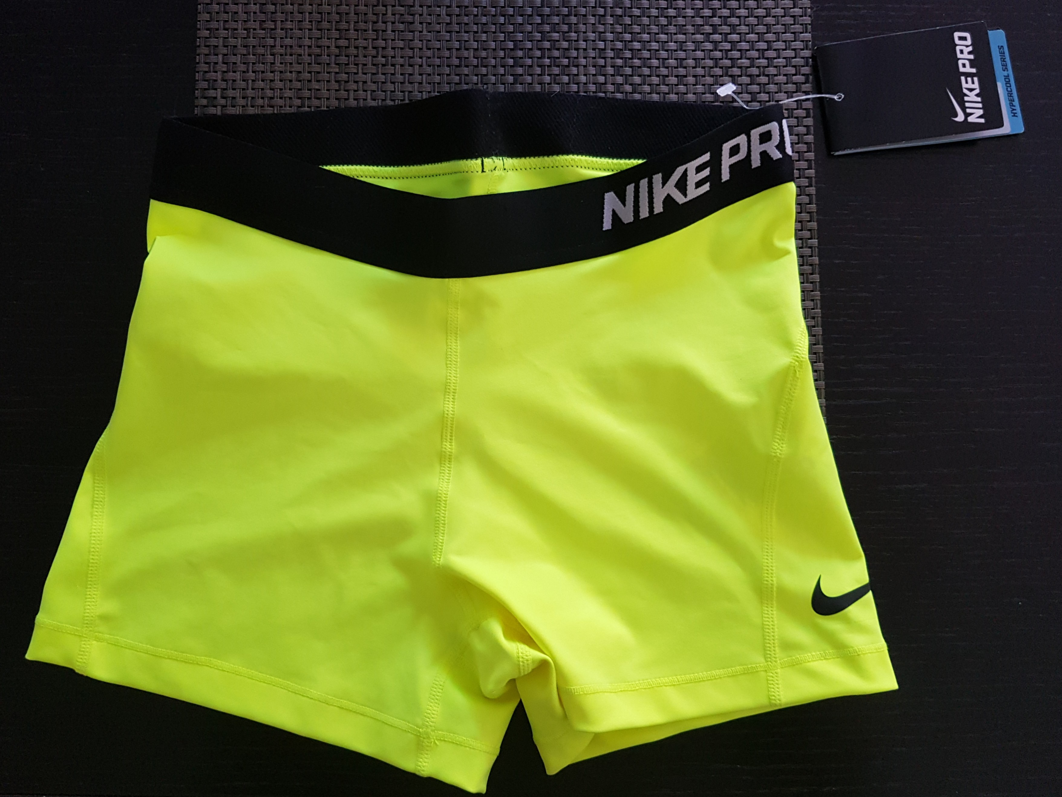 yellow nike pro shorts