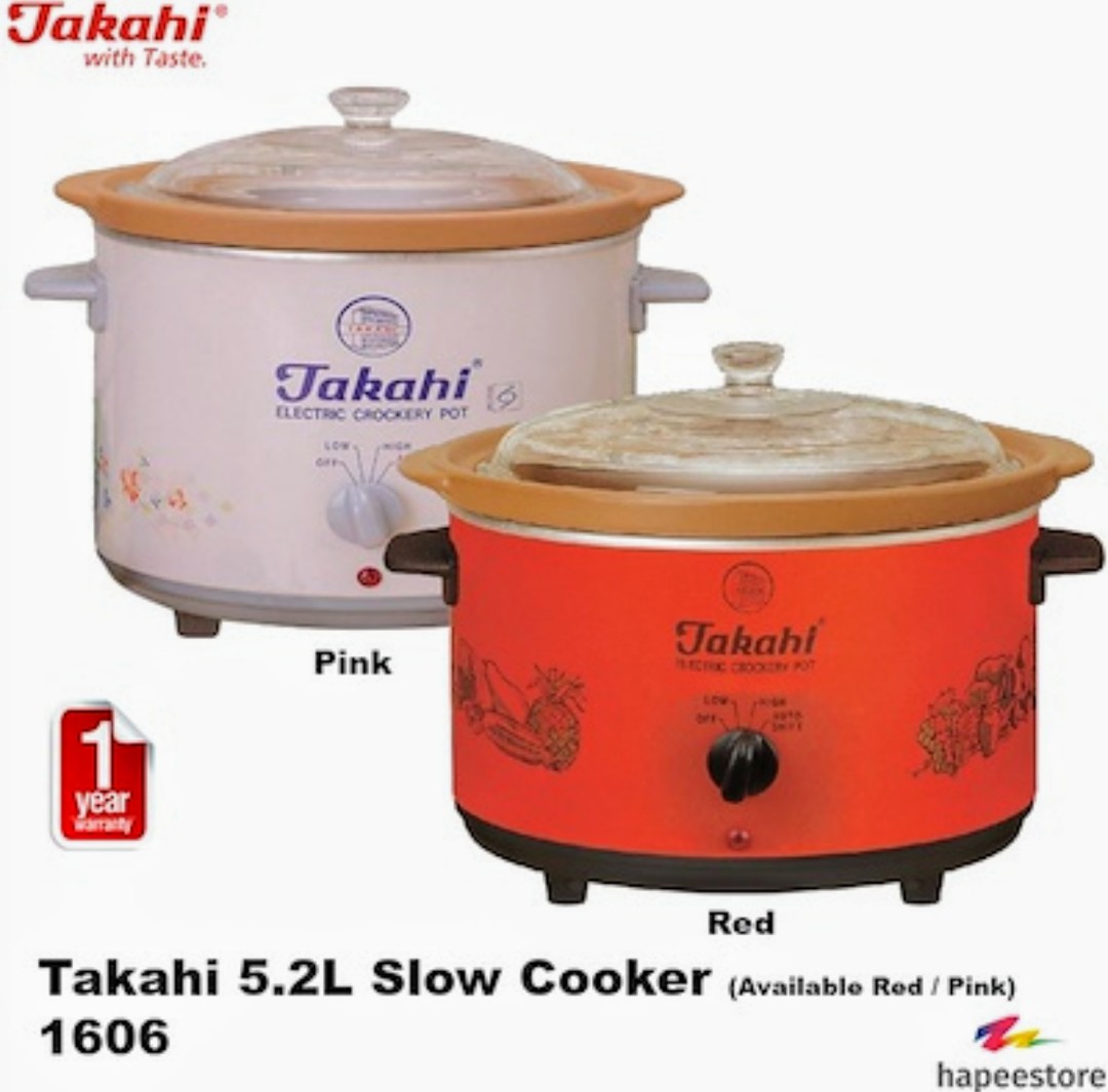 Takahi Slow Cooker 1606 Pink, TV & Home Appliances, Kitchen Appliances, Cookers on Carousell