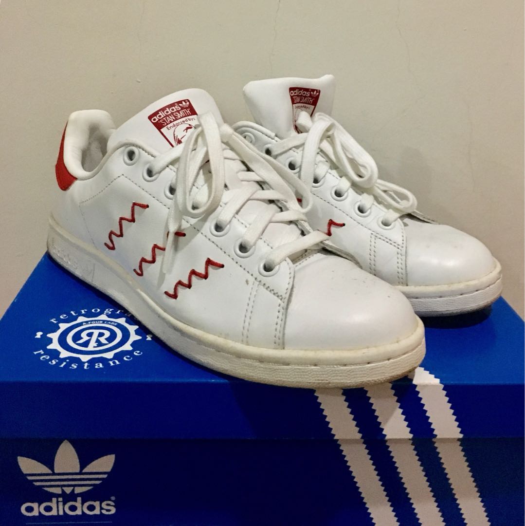 adidas stan smith red and white