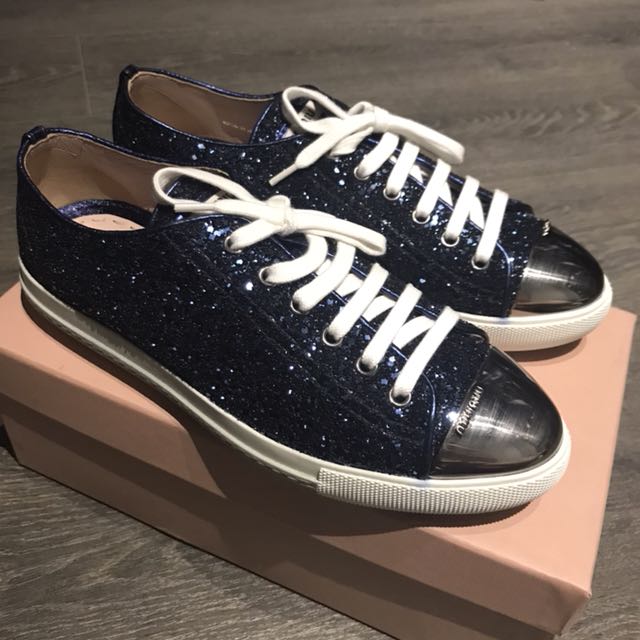 BN Miu Miu sneakers in glitter blue 