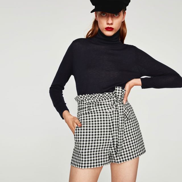 BNWT Zara High Waisted Checkered Shorts 