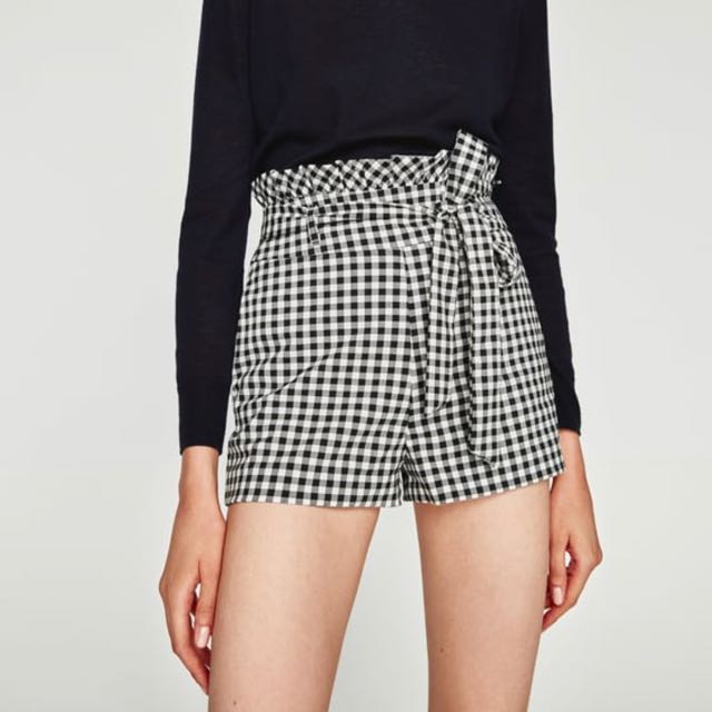 zara checkered shorts