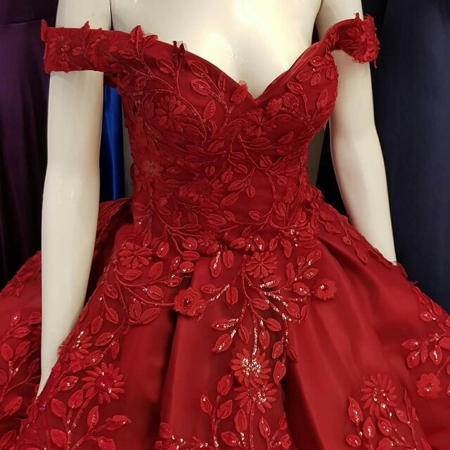 maroon umbrella dress