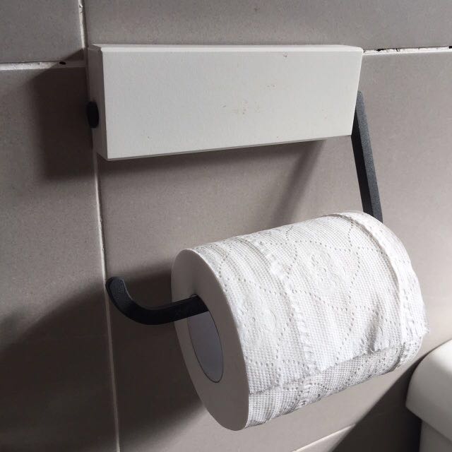 IKEA HJÄLMAREN Glass shelf & toilet roll holder set, Furniture & Home