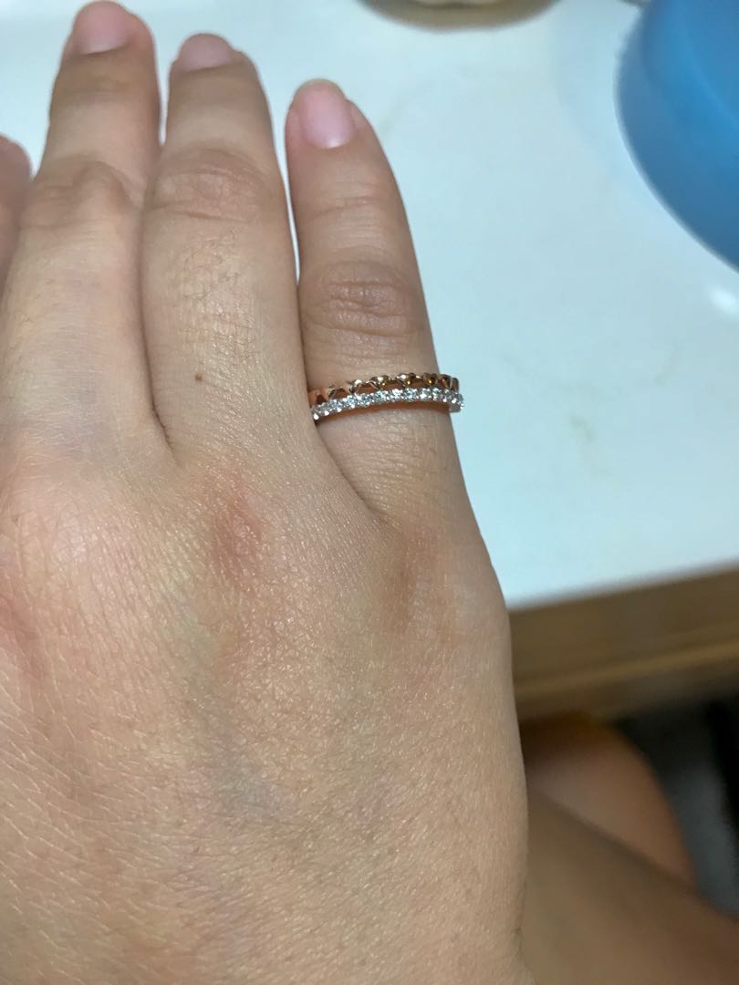 WTS Goldheart Rose Gold half eternity ring with hearts details