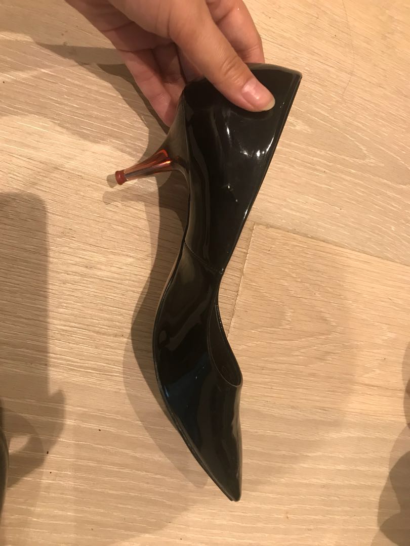 transparent mid heel shoes