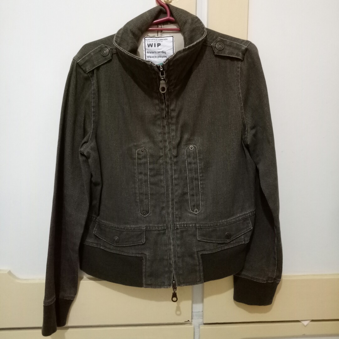 Dark Green Denim Jacket, Women's Fashion, Coats, Jackets and Outerwear