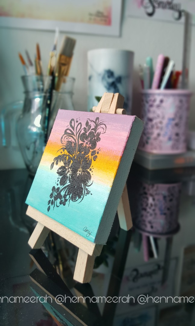 Miniature Acrylic Painting With Easel Furniture Home Decor On