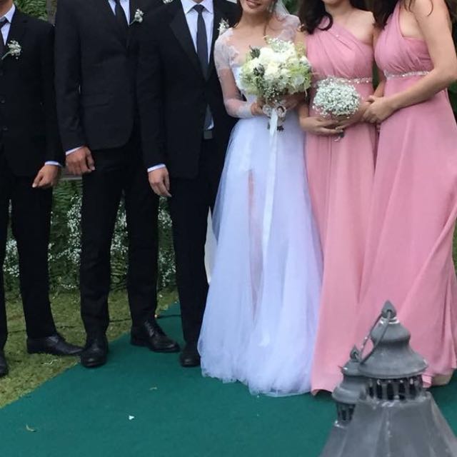 Old Rose Light Grey Bridesmaid Gown Women S Fashion Clothes On Carousell