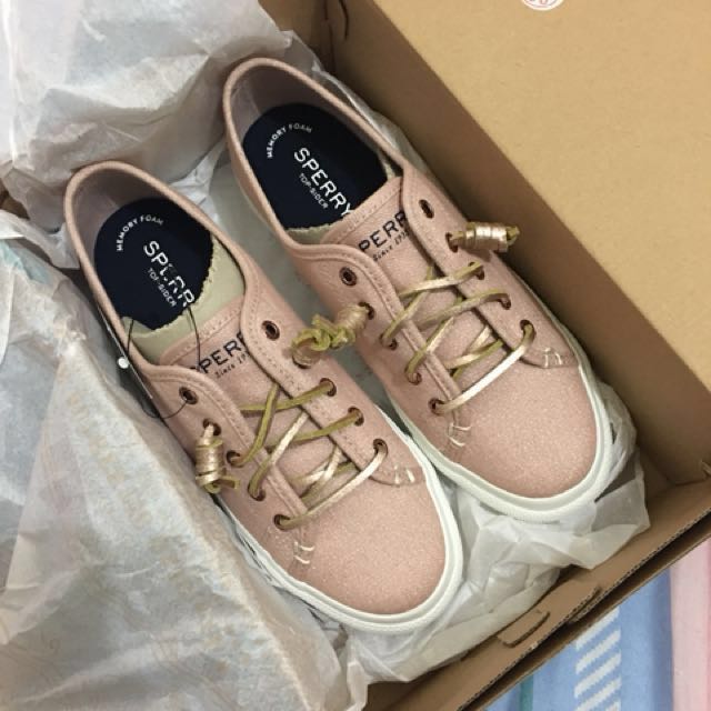 rose gold sperry shoes