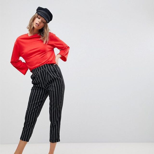 stradivarius striped trousers