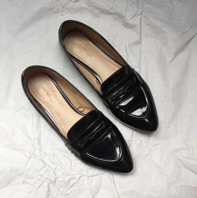 zara patent leather loafers