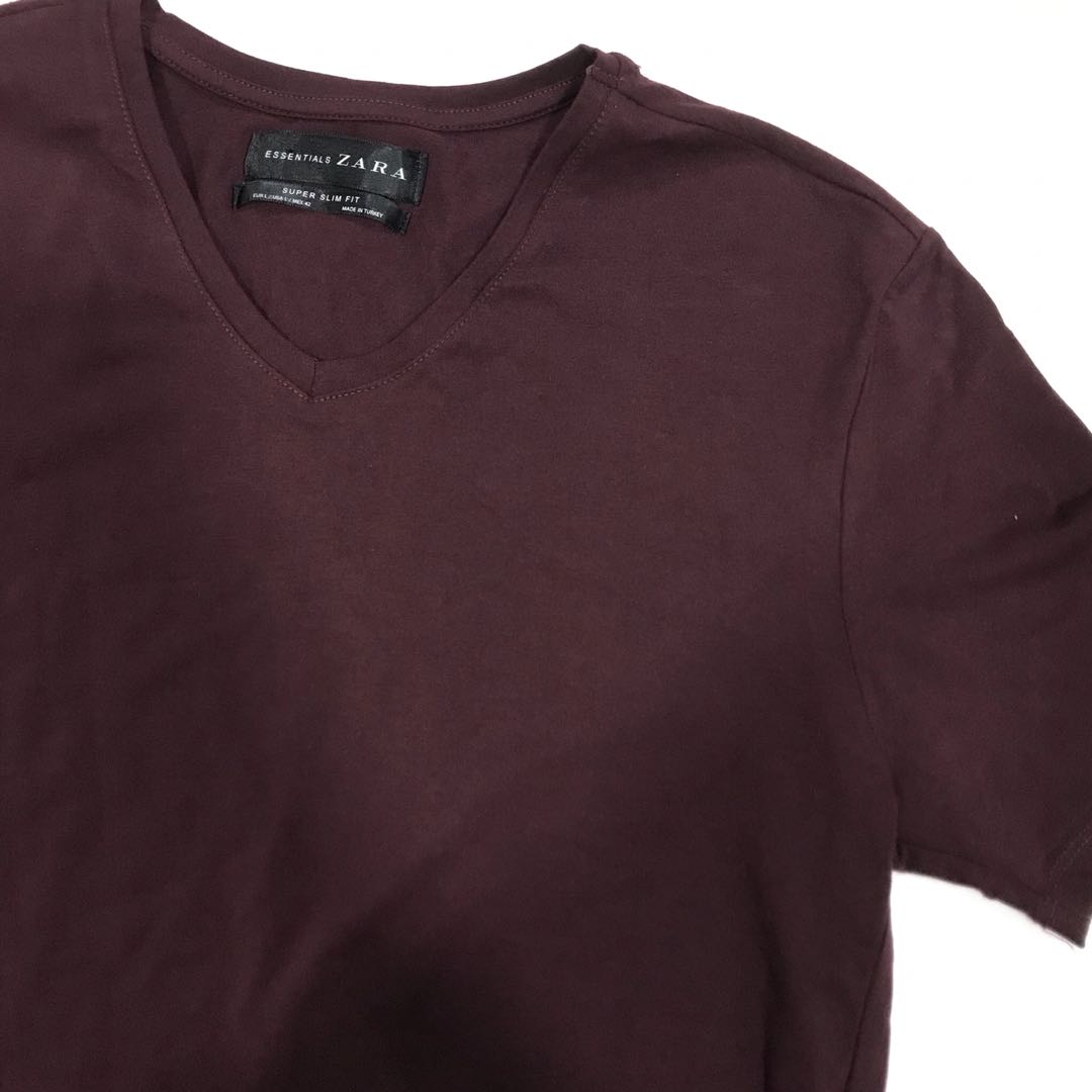 ZARA maroon t-shirt, Men's Fashion 