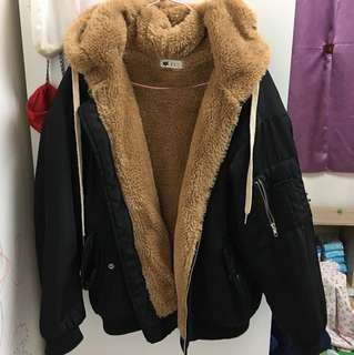 刷毛連帽厚軍外套