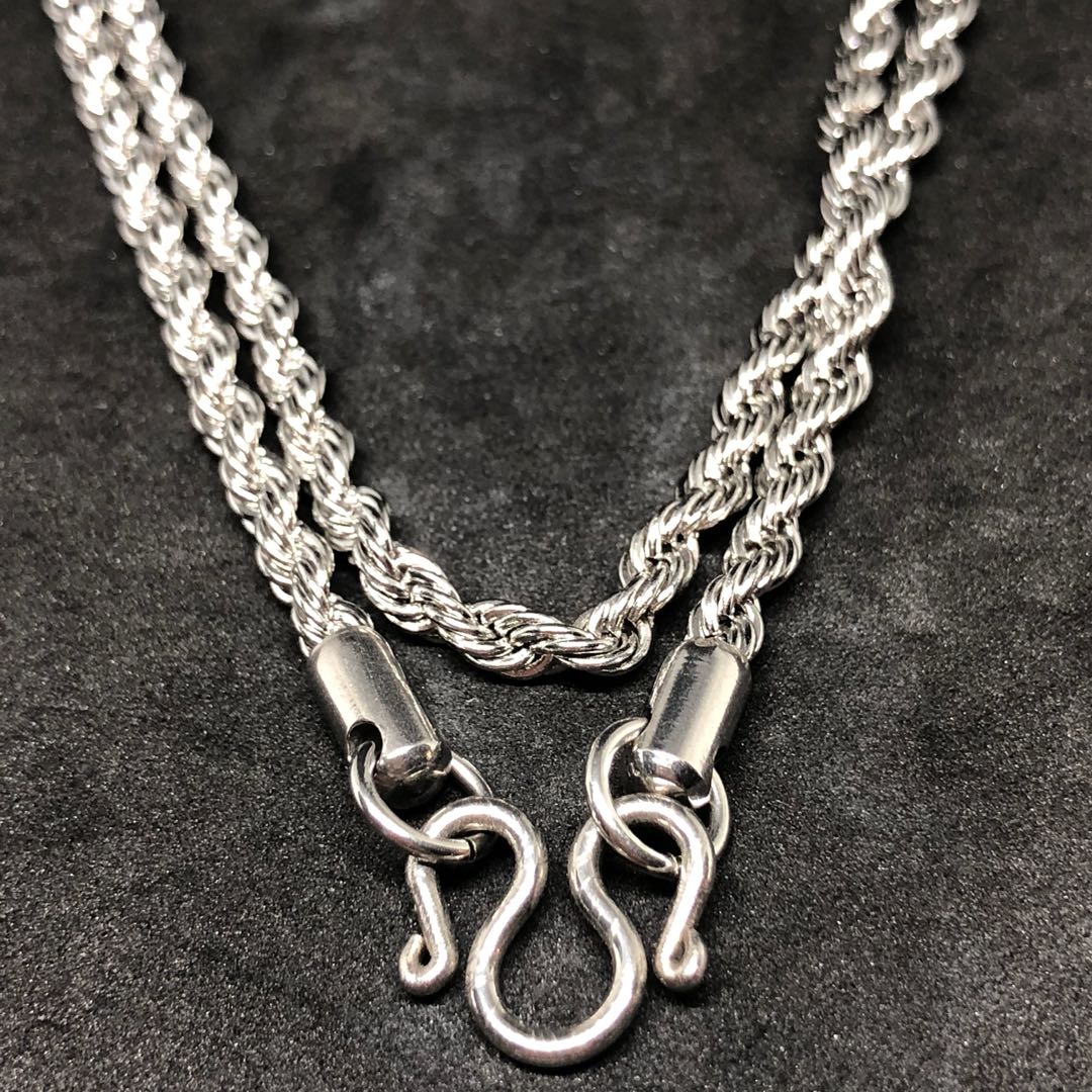 Details about   5 Hook L28" 4mm Necklace Double Round Chain Stainless Steel LP Phra Thai Amulet 