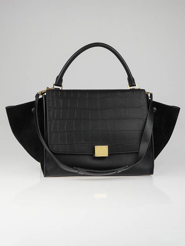 CELINE Crocodile Embossed Leather Trapeze Bag Medium Luxury Bags Wallets on Carousell