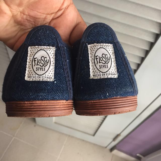 Denim flossy shoes store