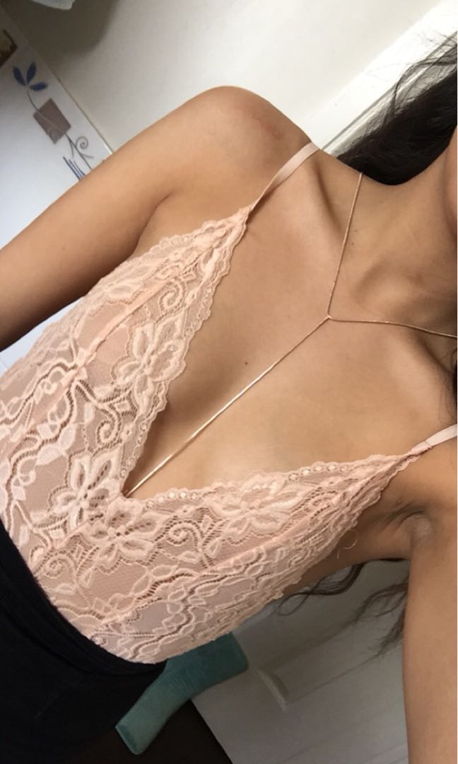 peach lace bodysuit