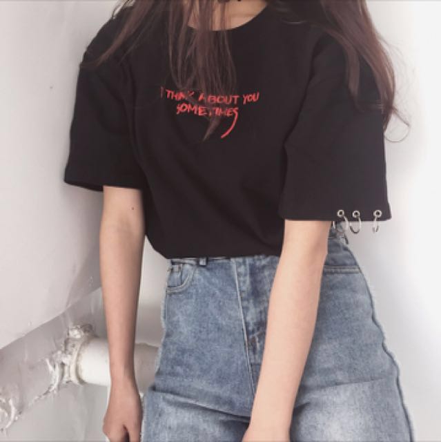 Ulzzang Top T Tee Shirt Tshirt Round Necked Korean Kpop Jpop