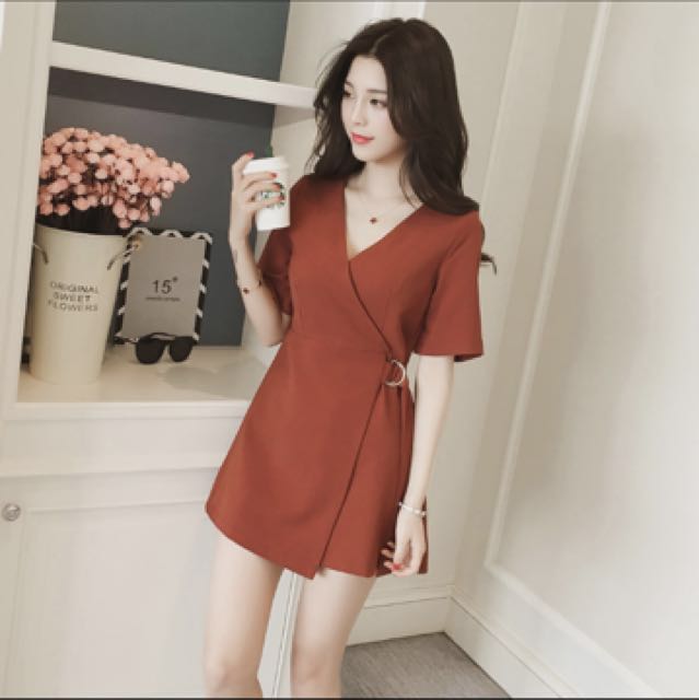 burnt orange wrap dress