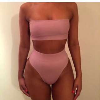 Women's High Waisted Bandeau Bikini