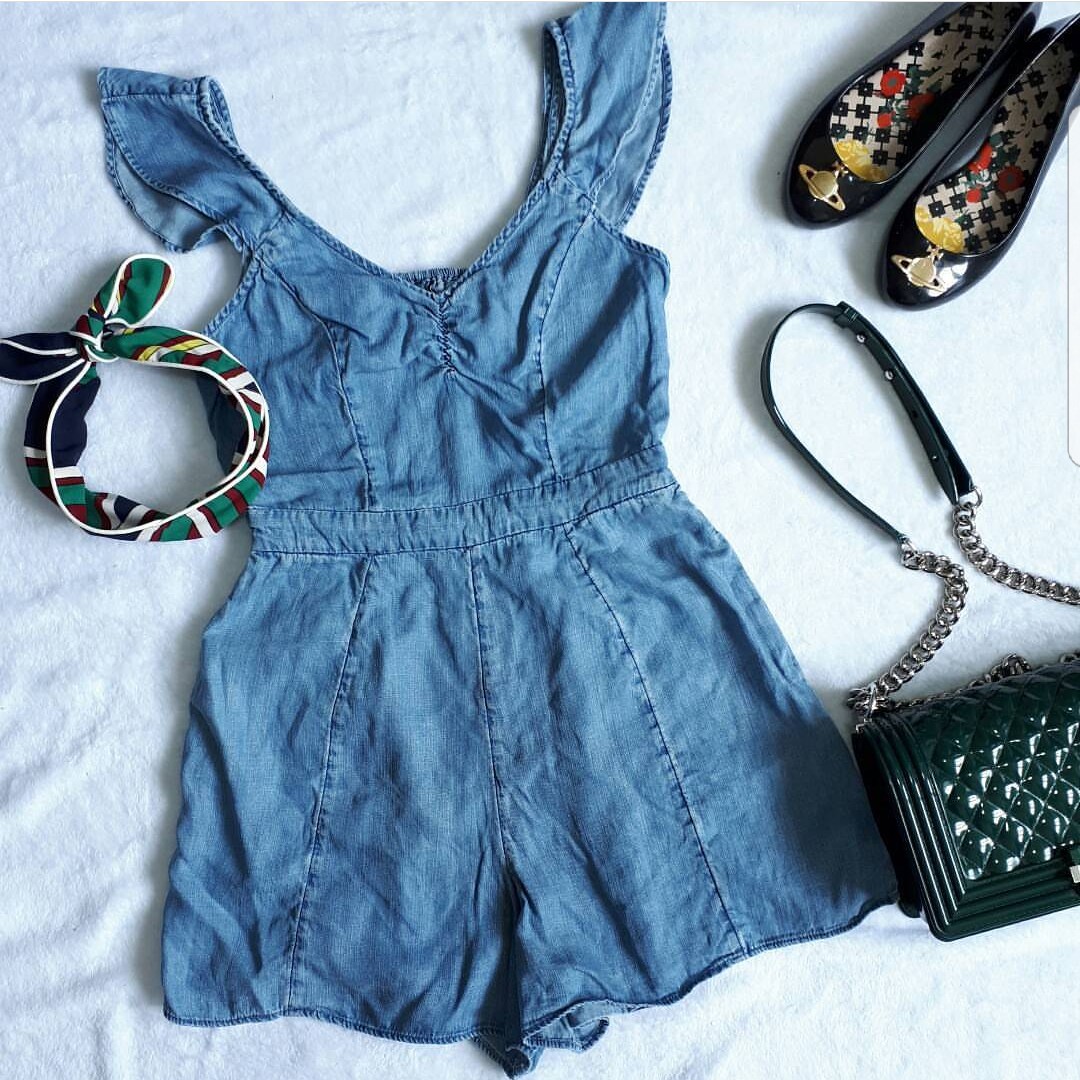 american eagle denim romper