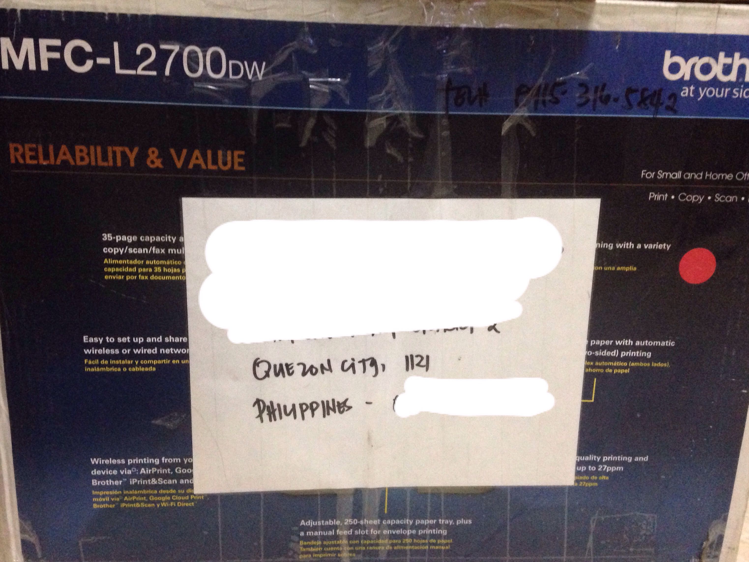 Brother MFC-L2700 dw (Category: Printers, Scanners & Copiers) located in Quezon City. Submitted by annermt (Listing ID 157767222, Image 2). Description: Brand new. Padala from america With warranty Never been used. Search model for more information. PRINTER.PHOTOCOPY. SCANNER.FAX..