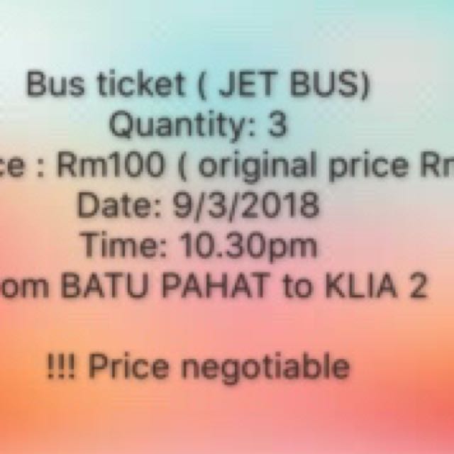 Bus Ticket Batu Pahat To Klia2 Tickets Vouchers Attractions Tickets On Carousell