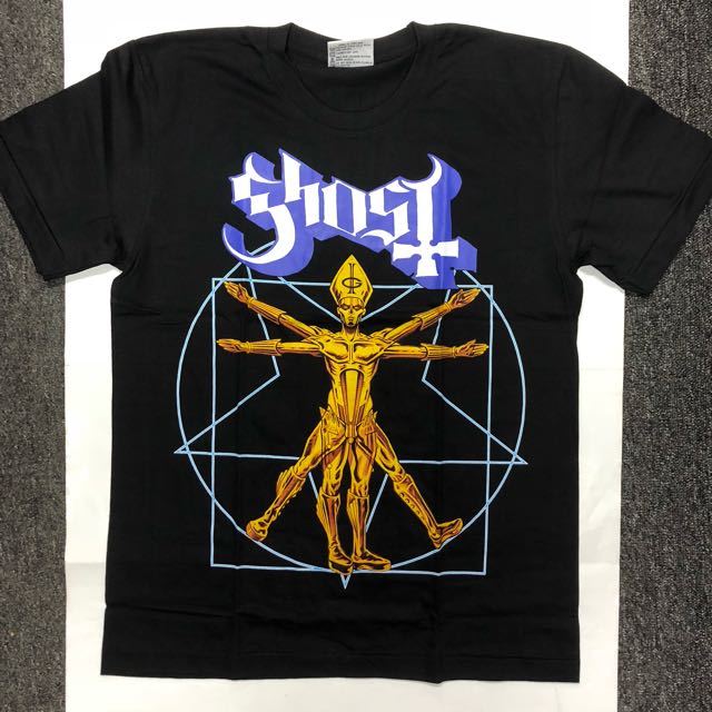 Ghost T Shirt Wegner Gold Band Logo Design offiziell Herren Nue Schwarz 